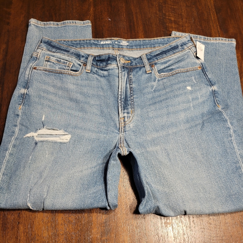 NWT Old Navy Women's High Rise Curvy OG Straight Jeans - Light Blue